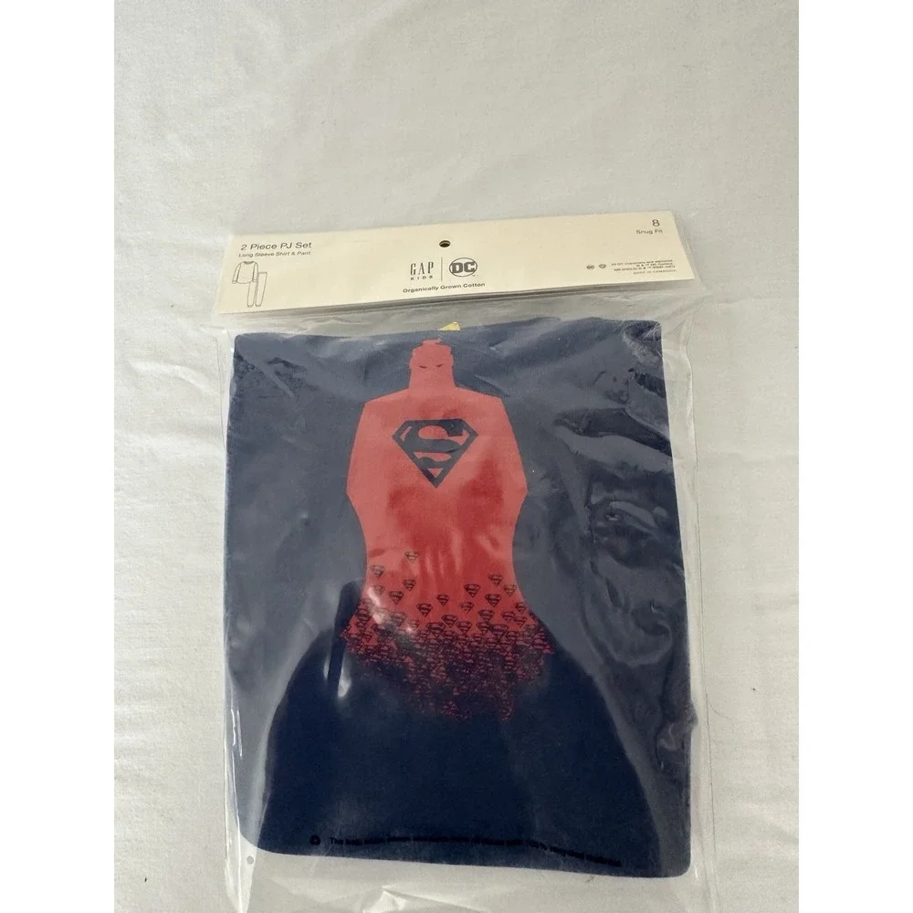 NEW Gap Kids Organic Cotton DC SUPERMAN Snug Fit 8‎ Pajama Set LS Blue